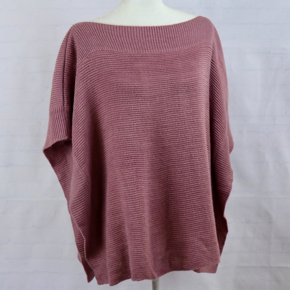 LOFT Mauve Poncho Pullover Boxy Sweater